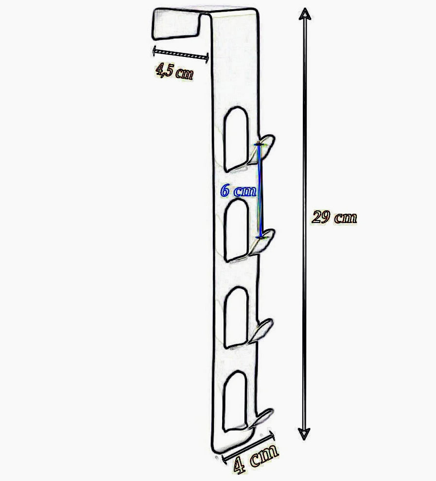 Gancio sopraporta 4 posti – metallo verticale appendiabiti - ambraled