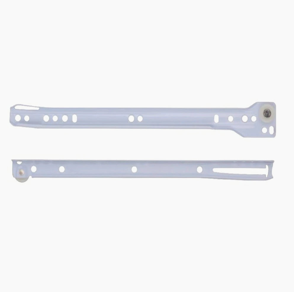 Set 2 guide bianche per cassetti scorrevoli a rullo, con fissaggio laterale - ambraled