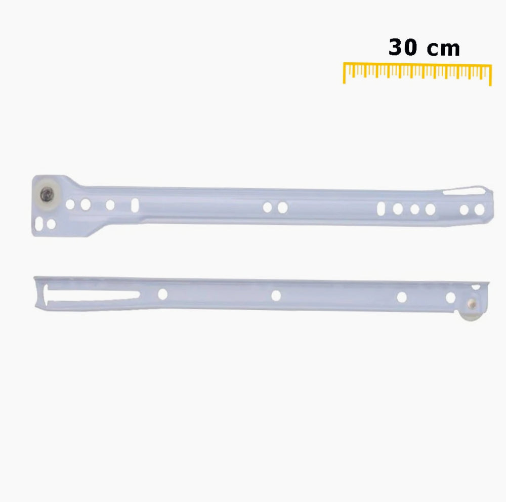 Set 2 guide bianche per cassetti scorrevoli a rullo, con fissaggio laterale - ambraled