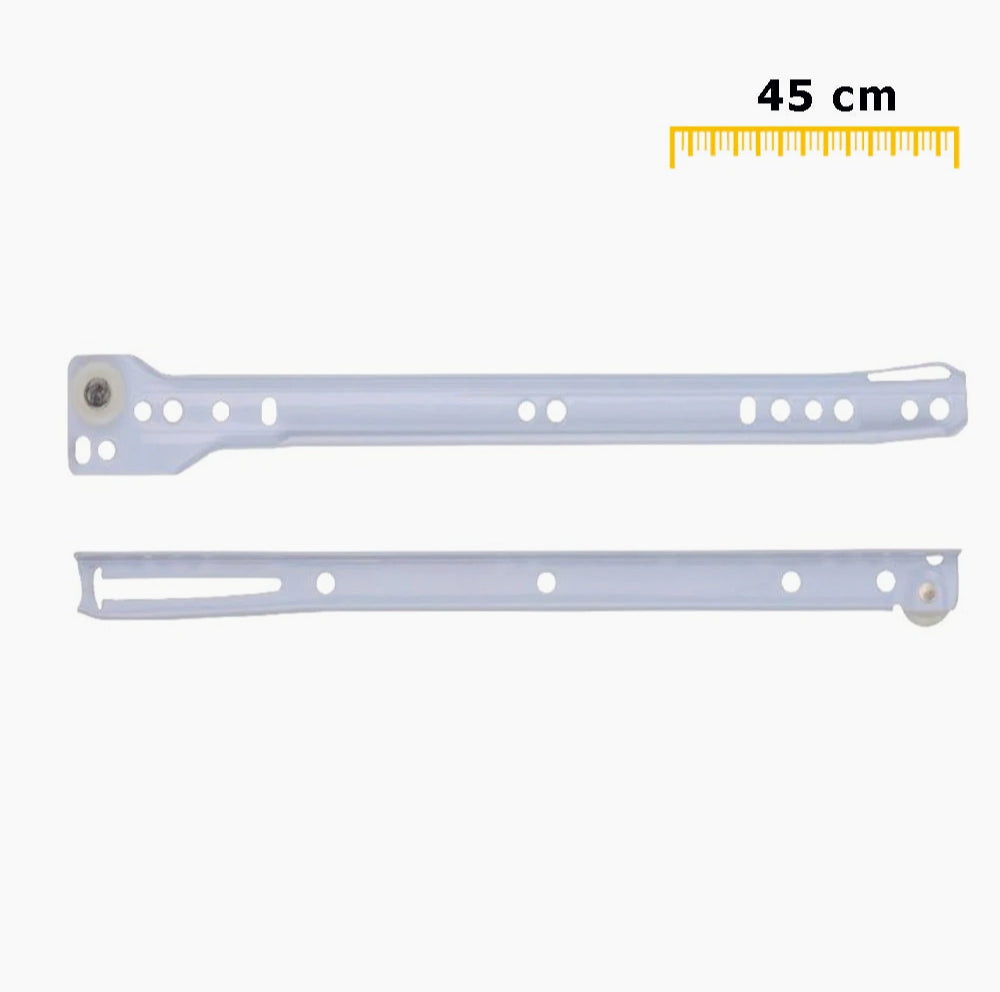 Set 2 guide bianche per cassetti scorrevoli a rullo, con fissaggio laterale - ambraled