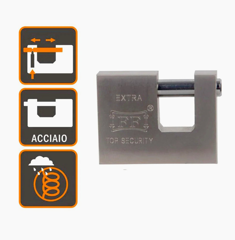 Lucchetto rettangolare 70mm – in acciaio 3 chiavi - ambraled