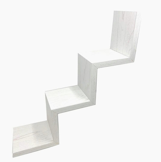 Mensola a zig-zag MDF – rovere sbiancato 3 ripiani - ambraled