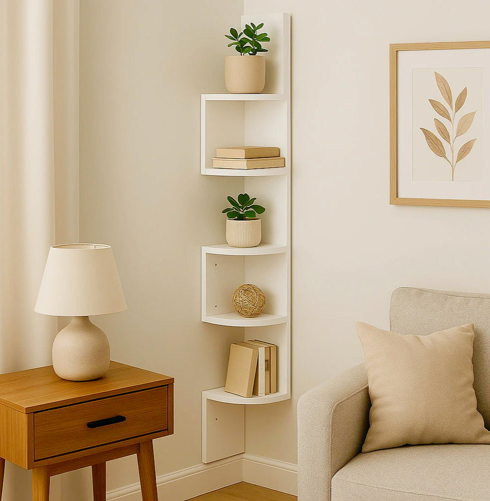Mensola angolare MDF – 5 ripiani verticale a zig-zag - ambraled