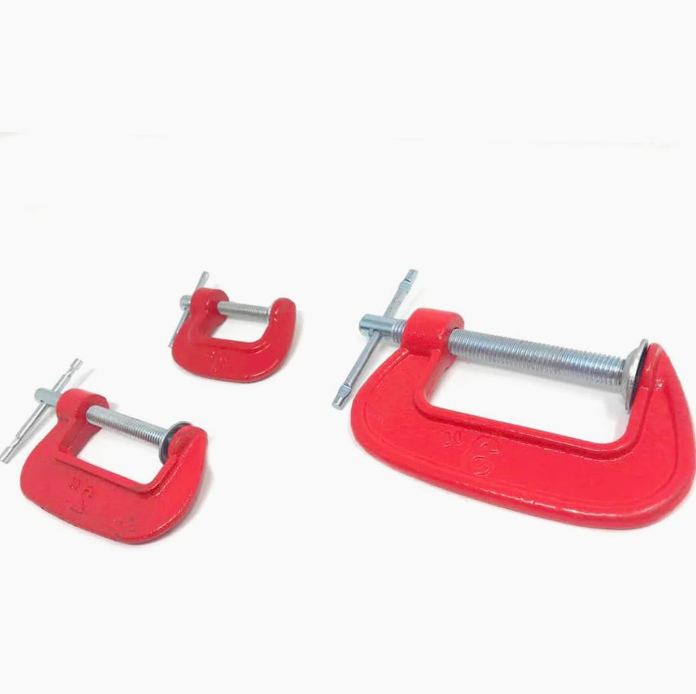 Set 3 morsetti a C in acciaio al carbonio per carpenteria e legno - ambraled