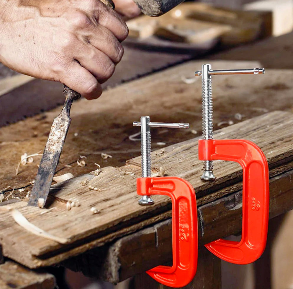 Set 3 morsetti a C in acciaio al carbonio per carpenteria e legno - ambraled