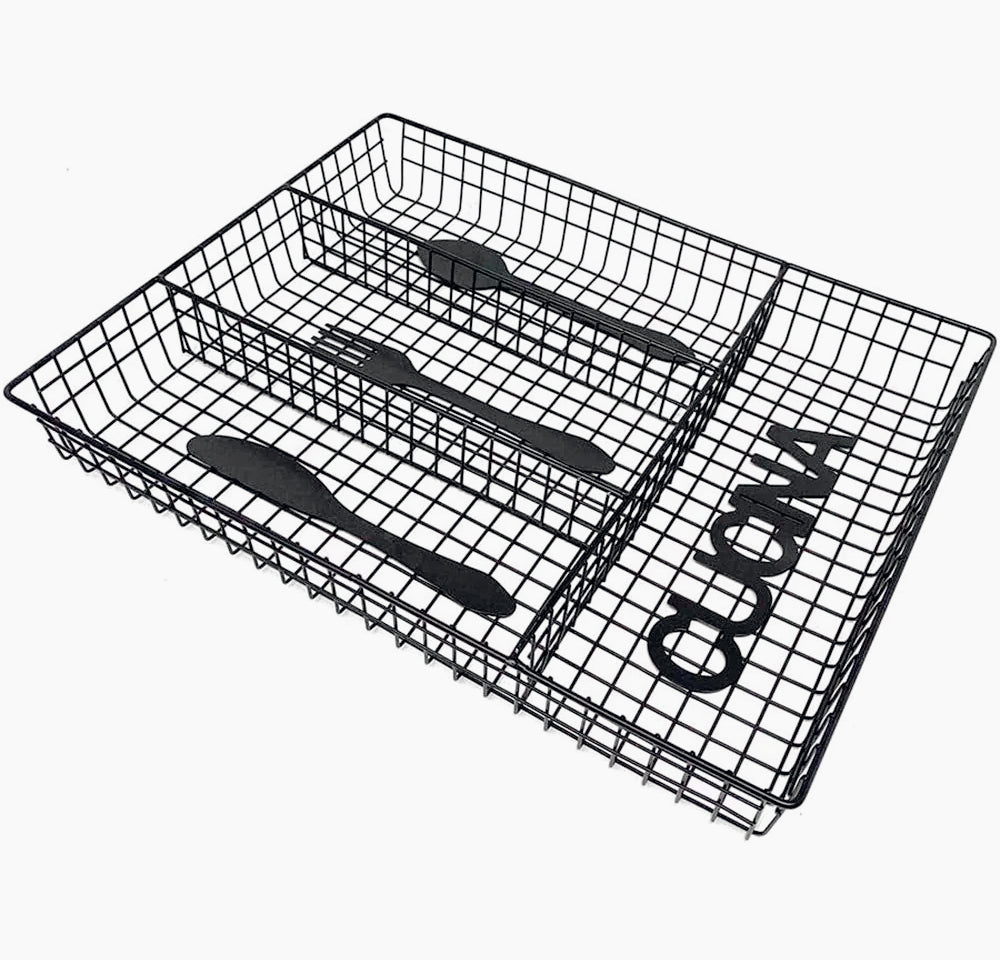 Portaposate da cassetto 4 scomparti in metallo organizer cassetti da cucina vassoio porta posate forato - ambraled