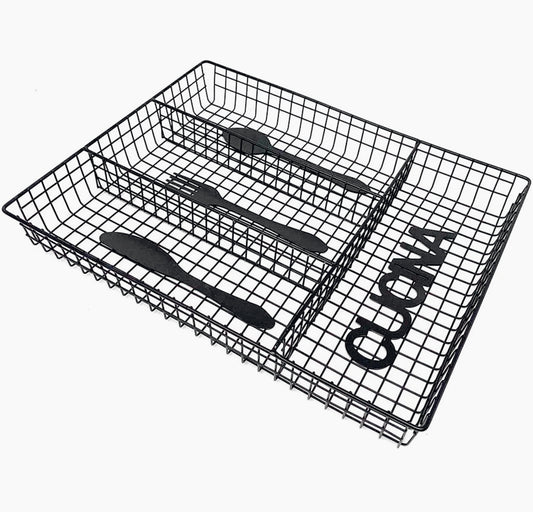 Portaposate da cassetto 4 scomparti in metallo organizer cassetti da cucina vassoio porta posate forato - ambraled