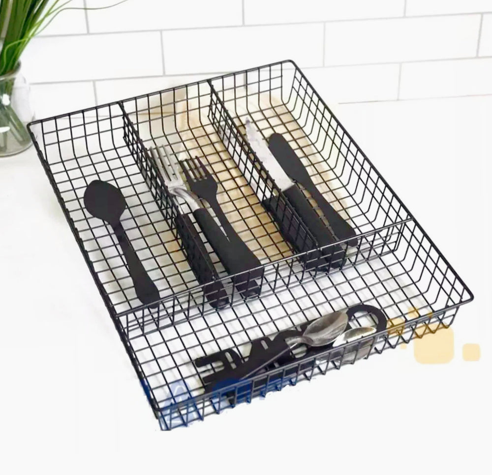 Portaposate da cassetto 4 scomparti in metallo organizer cassetti da cucina vassoio porta posate forato - ambraled