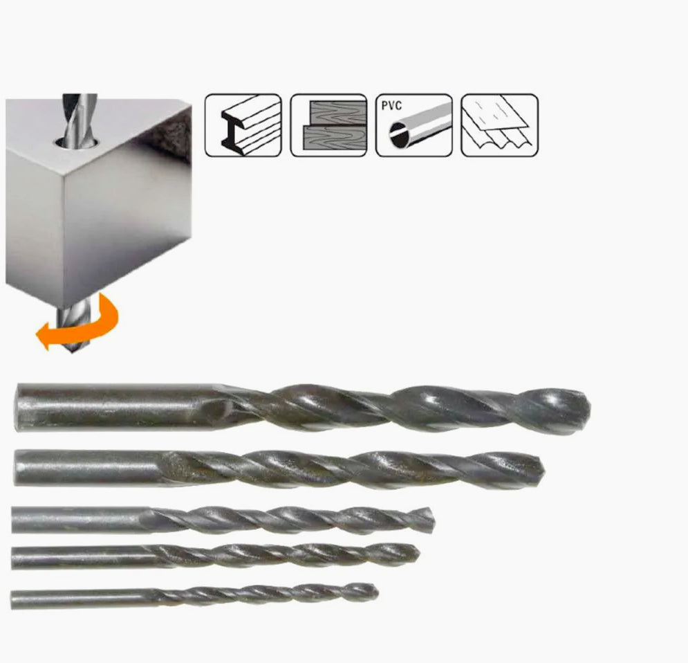 Set di 5 punte da trapano – Frese con punta Ø 4/5/6/8/10 mm per metallo
