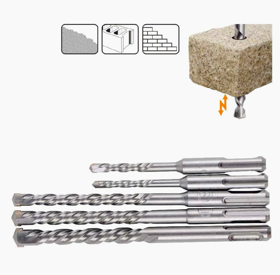 Set di 5 punte da trapano SDS plus – Ø 5/6/8/10/12 mm