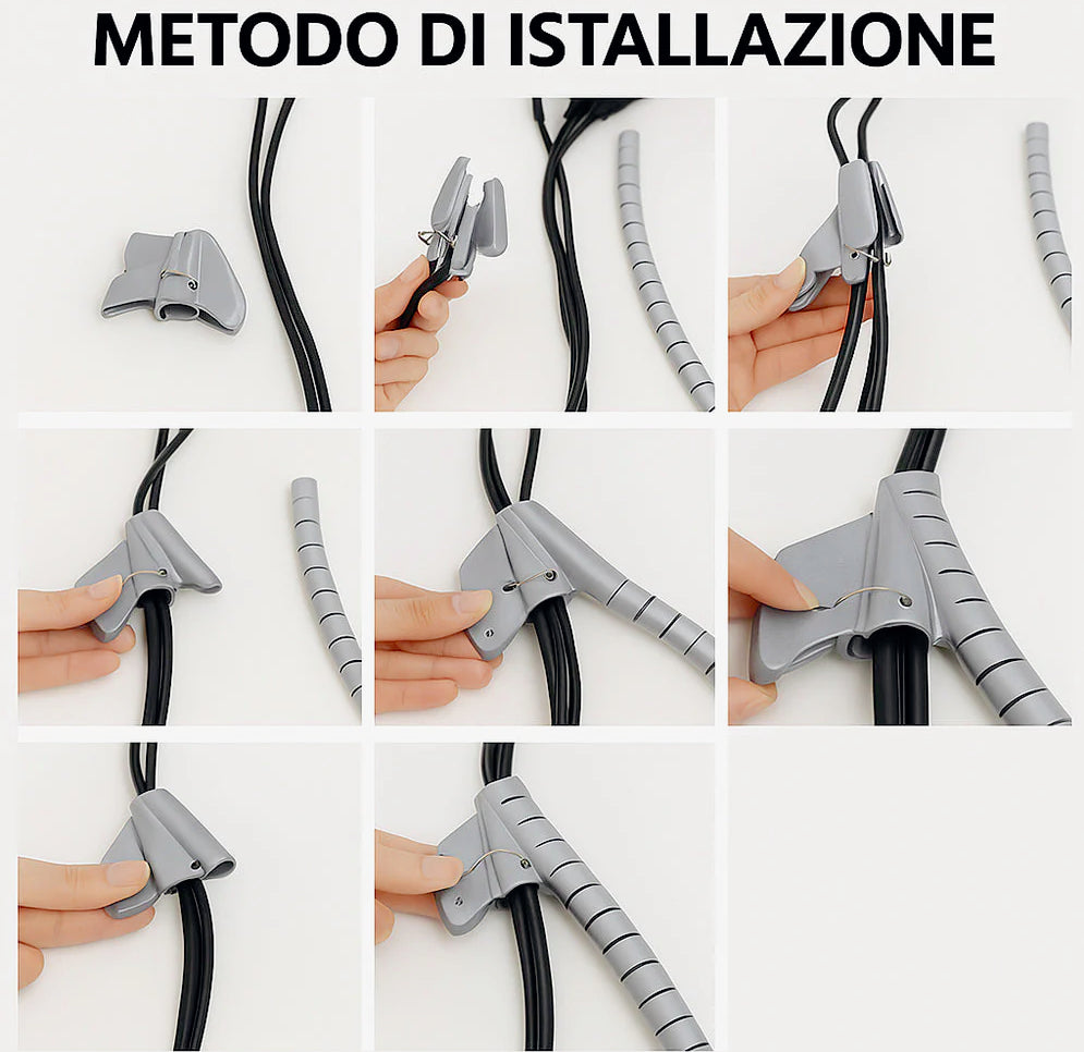 Spiralatore cavi 1,5 m – disponibile in diametri 1,5 cm, 2 cm, 2,5 cm – per ordine e portabilità