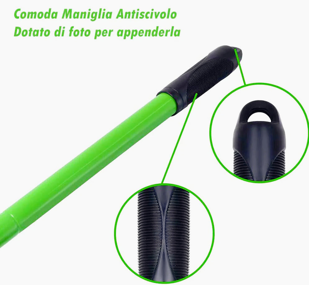 Rastrello da giardinaggio 5 denti curvi, manico telescopico regolabile 53–80 cm – facile da usare