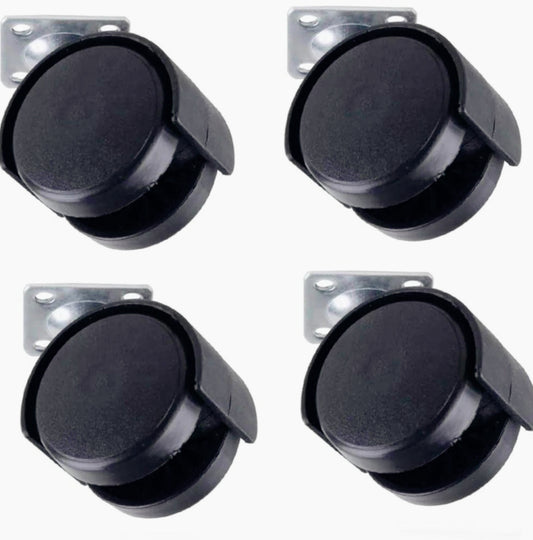 Set 4 rotelle proiettanti 30mm 360°, carico 15kg, per sedie e mobili - ambraled