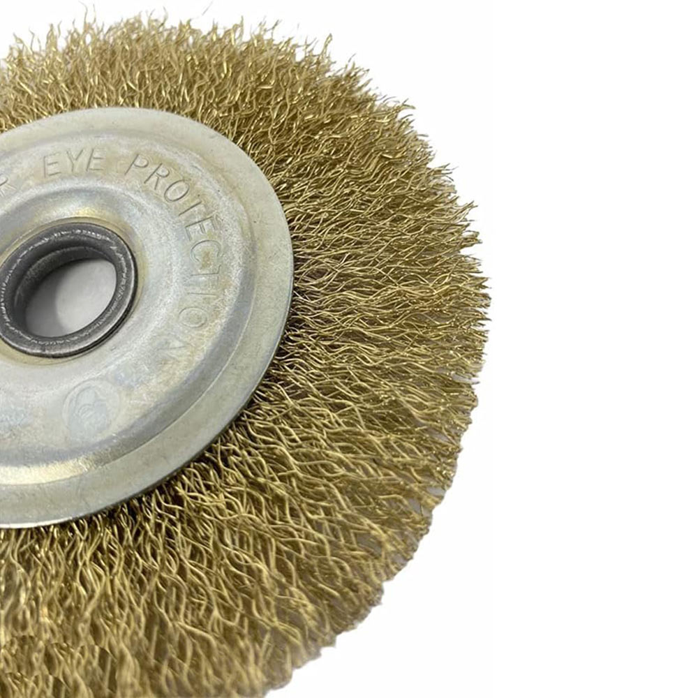 Spazzola a disco per trapano filo ferro ondulato ottonato 125-150mm - ambraled