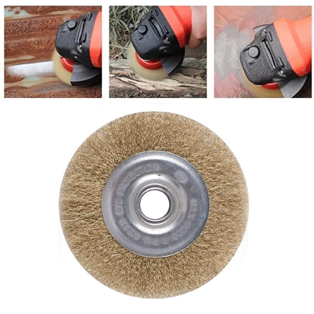 Spazzola a disco per trapano filo ferro ondulato ottonato 125-150mm - ambraled