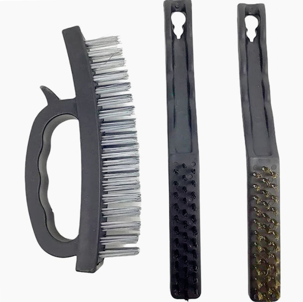 Set 3 spazzole con fili in ferro per ruggine calcare sverniciare - ambraled