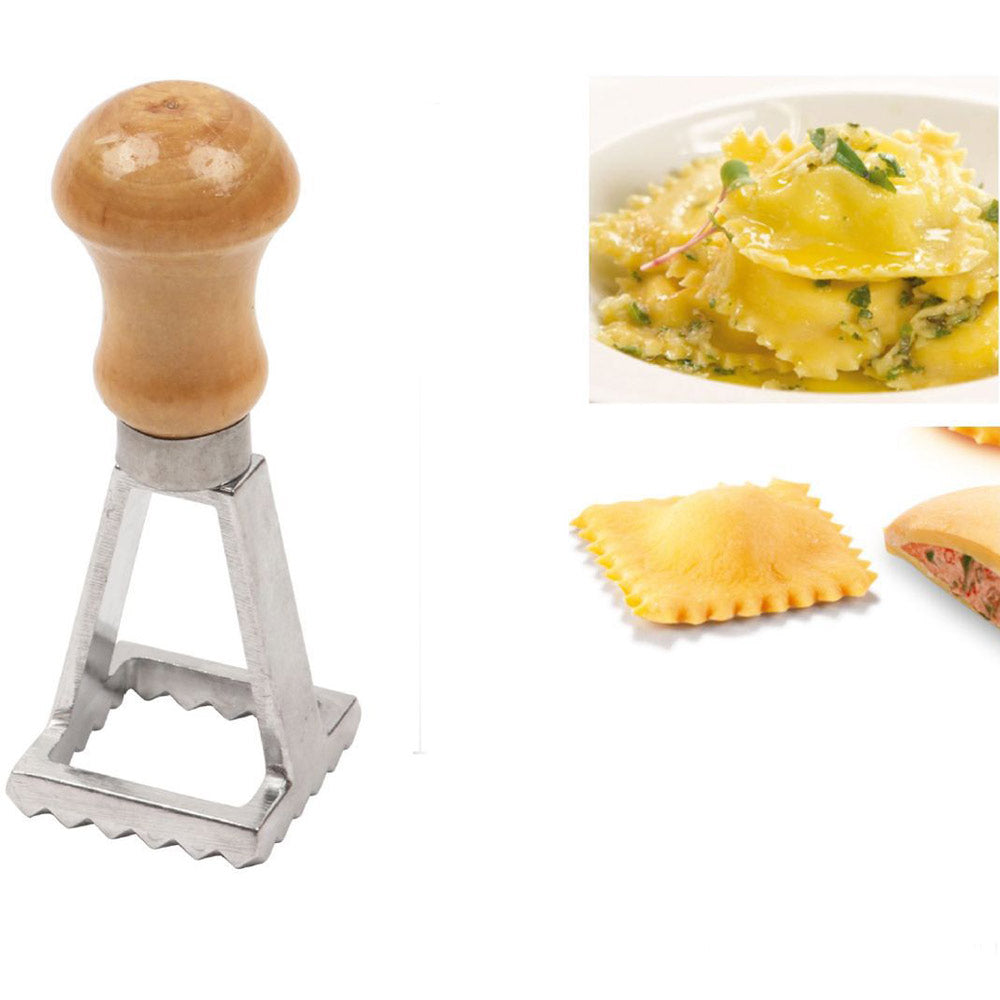 Stampo per ravioli in alluminio con manico in legno 7x7 e 3,5x3,5 cm - ambraled