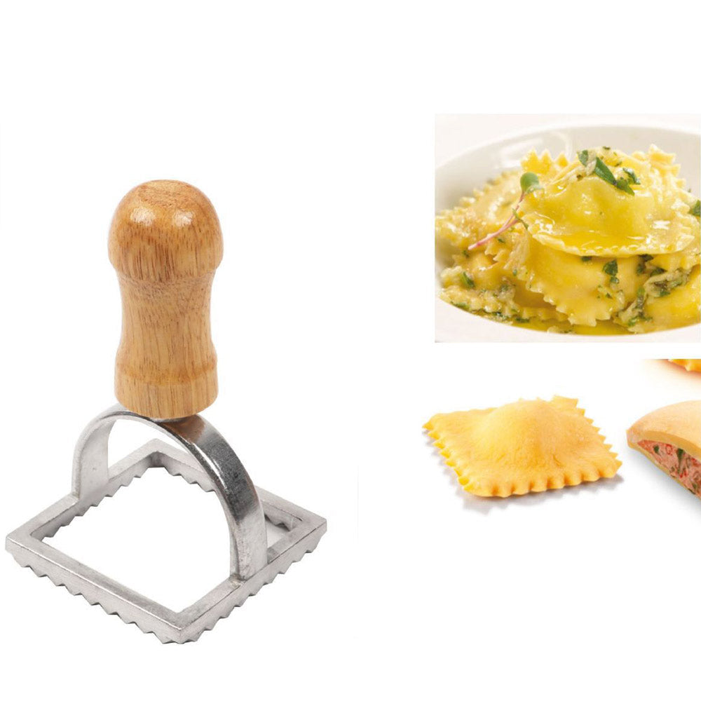 Stampo per ravioli in alluminio con manico in legno 7x7 e 3,5x3,5 cm - ambraled