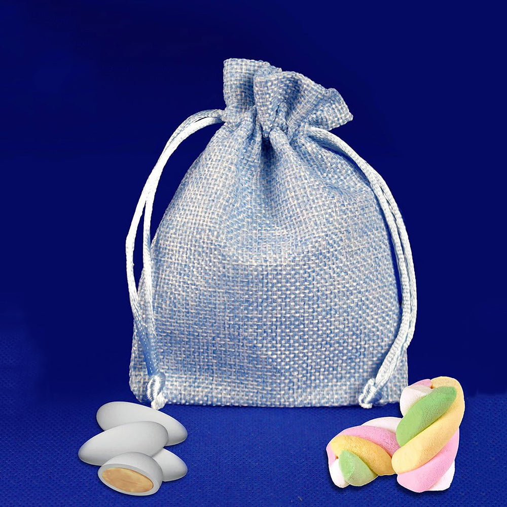 Sacchetti portaconfetti juta 12 PZ con cordoncino per regalo eventi - ambraled
