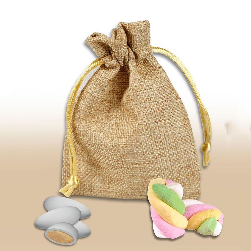 Sacchetti portaconfetti juta 12 PZ con cordoncino per regalo eventi - ambraled