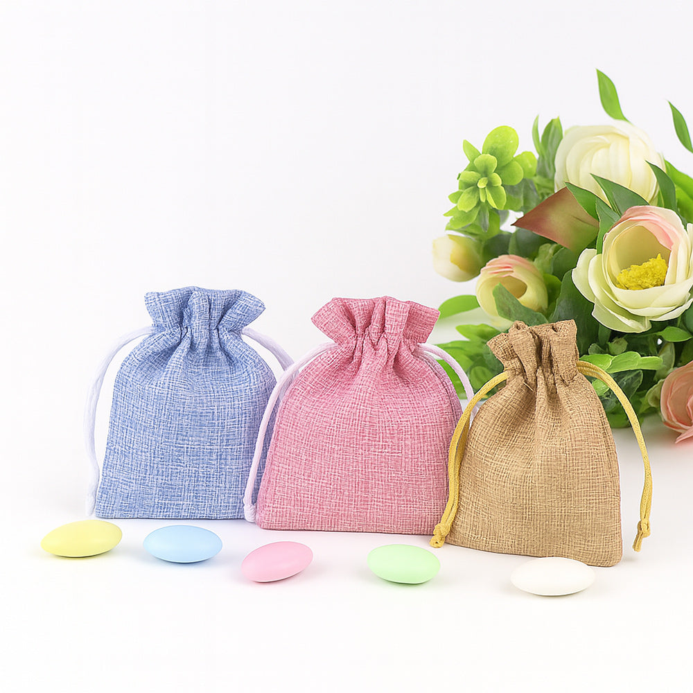 Sacchetti portaconfetti juta 12 PZ con cordoncino per regalo eventi - ambraled