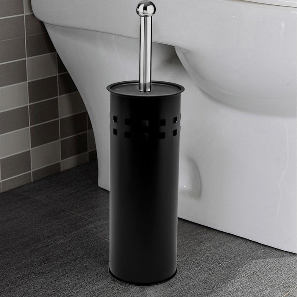Portascopino a cilindro traforato con scopino da bagno con coperchio - ambraled