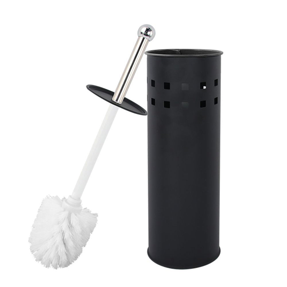 Portascopino a cilindro traforato con scopino da bagno con coperchio - ambraled