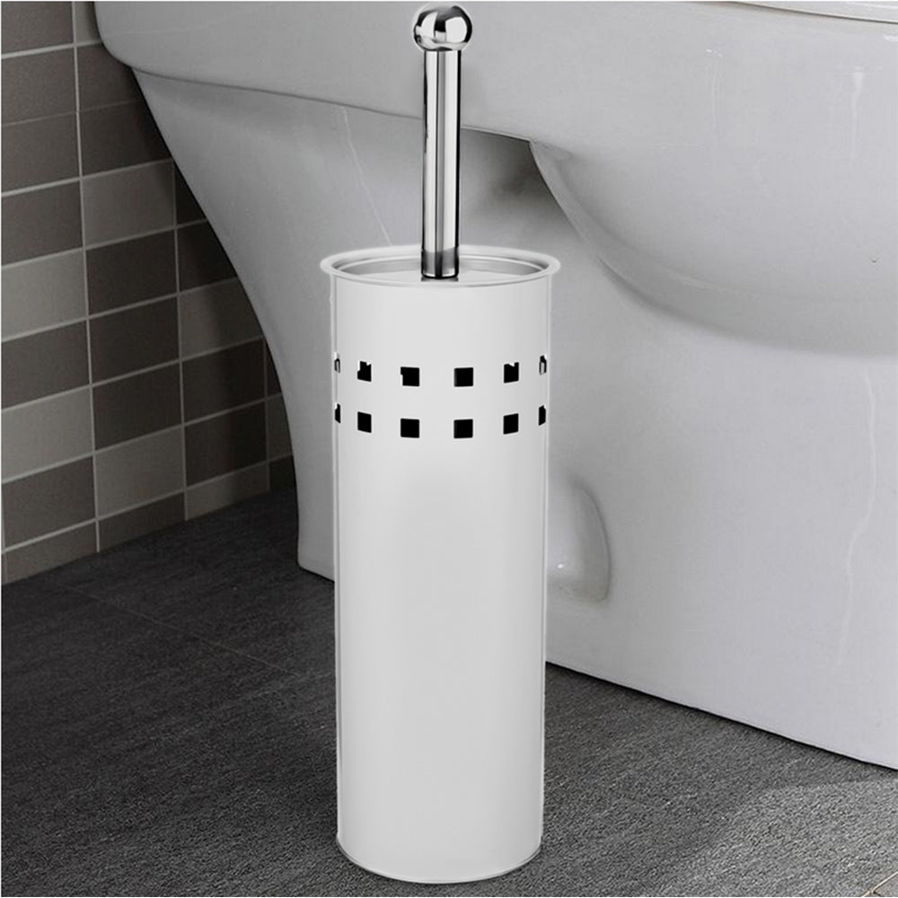 Portascopino a cilindro traforato con scopino da bagno con coperchio - ambraled