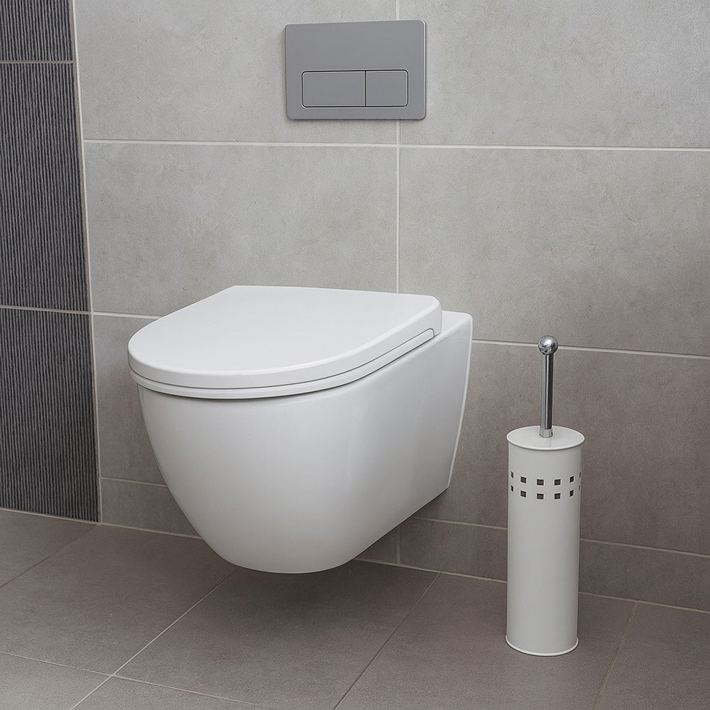 Portascopino a cilindro traforato con scopino da bagno con coperchio - ambraled