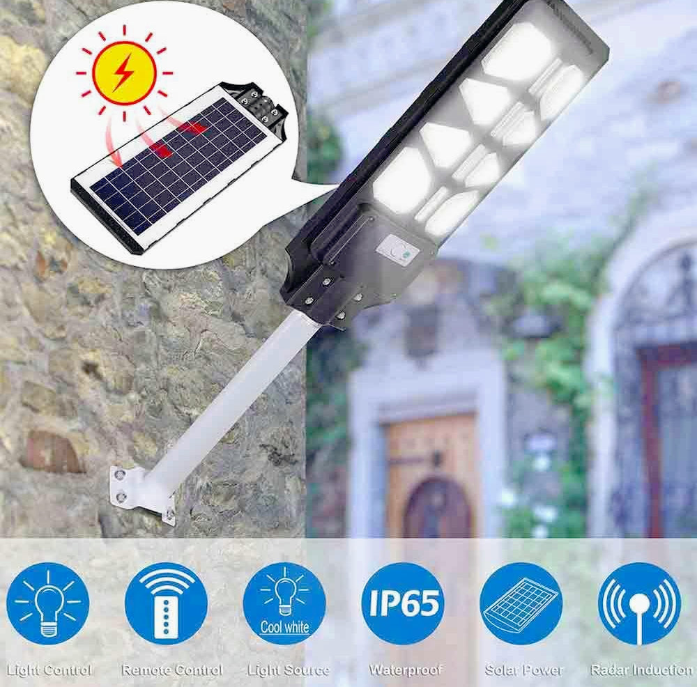 Faro solare LED 1000W – sensore movimento/crepuscolare IP65 - ambraled