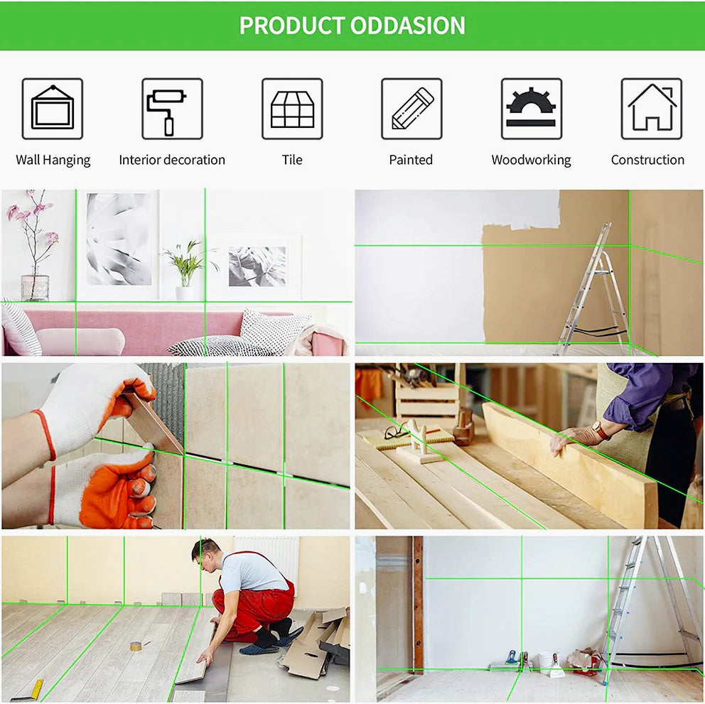 Livella laser 16 linee verde – 360° 2 batterie + telecomando - ambraled