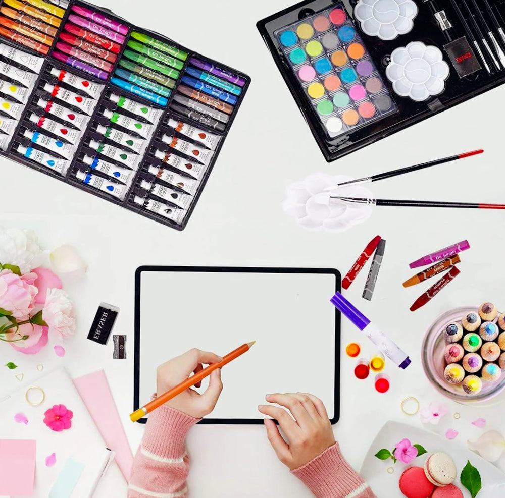 Set pittura artistico per bambini 145 pezzi valigetta colori - ambraled