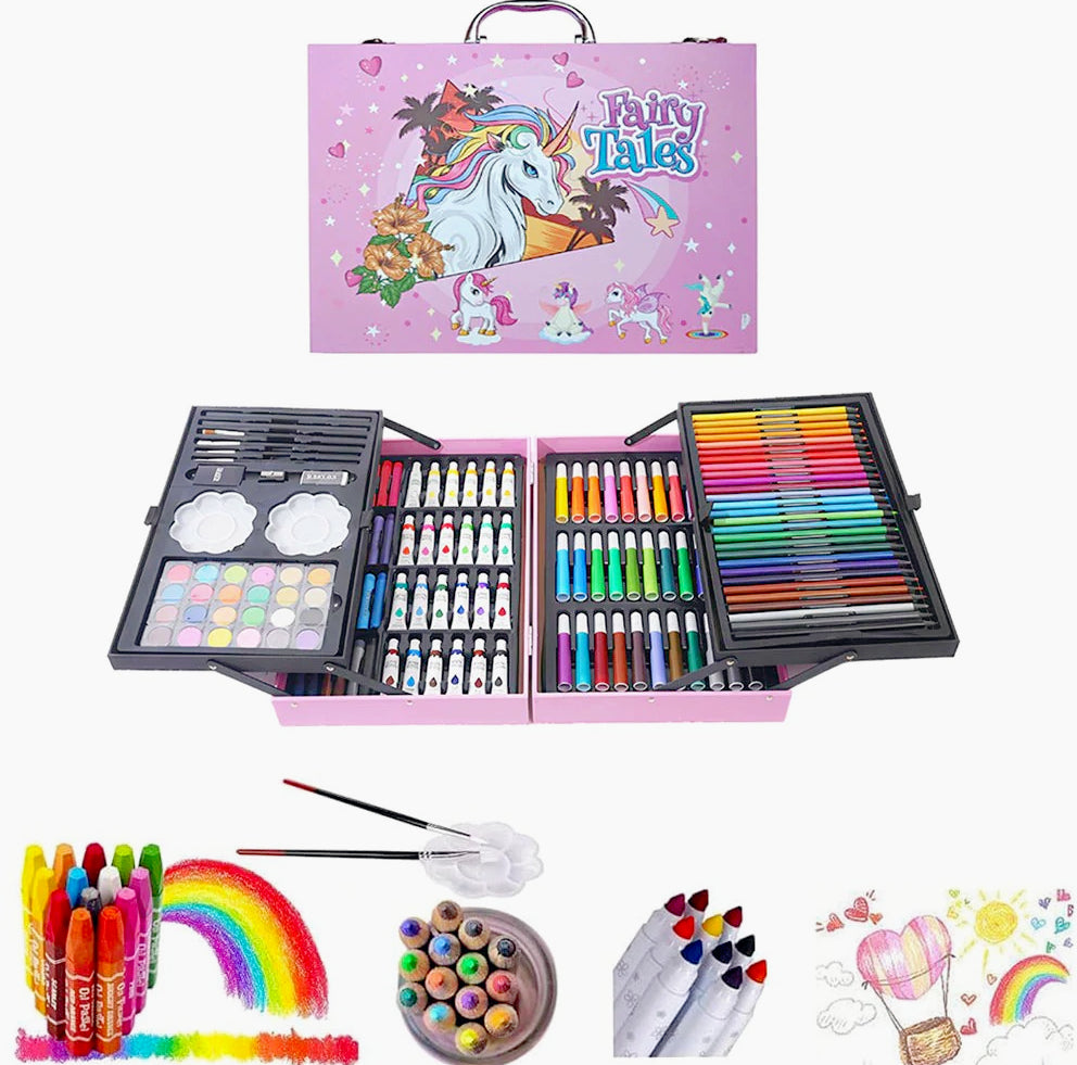 Set pittura artistico per bambini 145 pezzi valigetta colori - ambraled