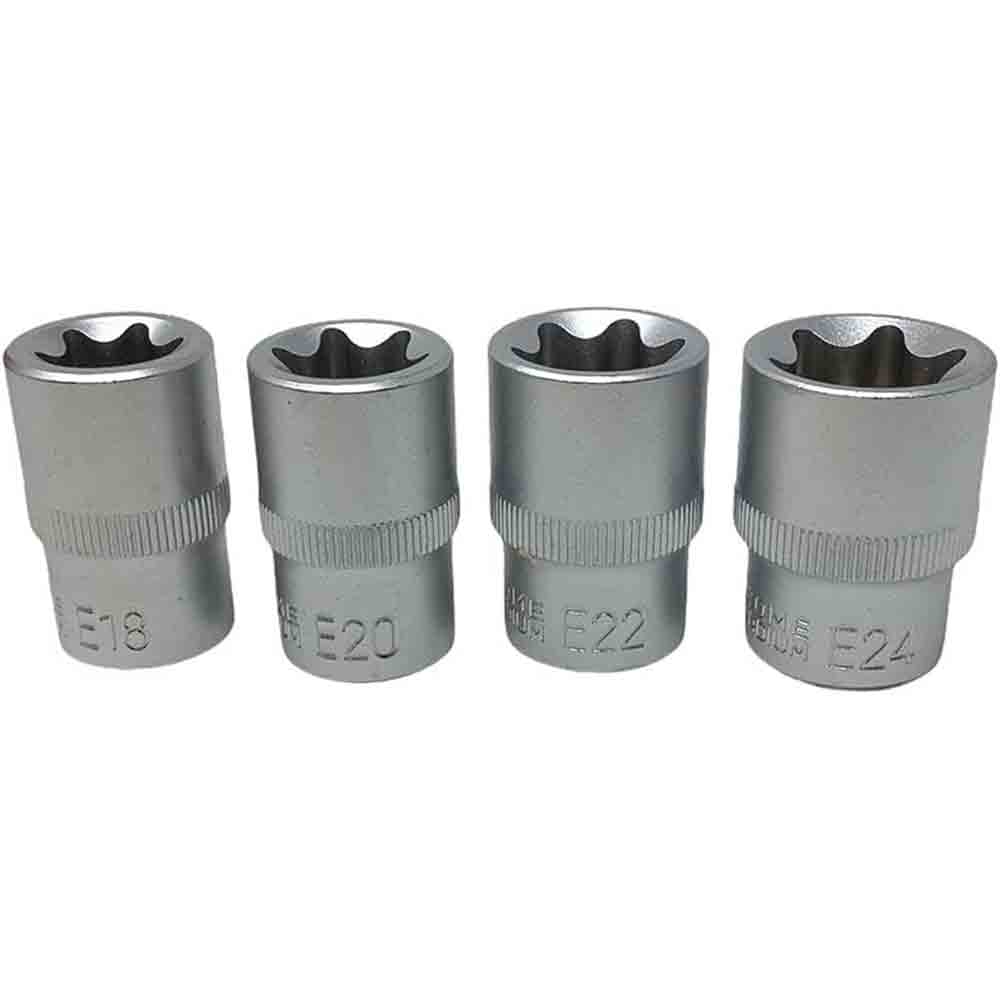 Bussole torx 14 pezzi in cromo vanadio 1/4' 3/8' 1/2' misure 4 a 24 mm - ambraled