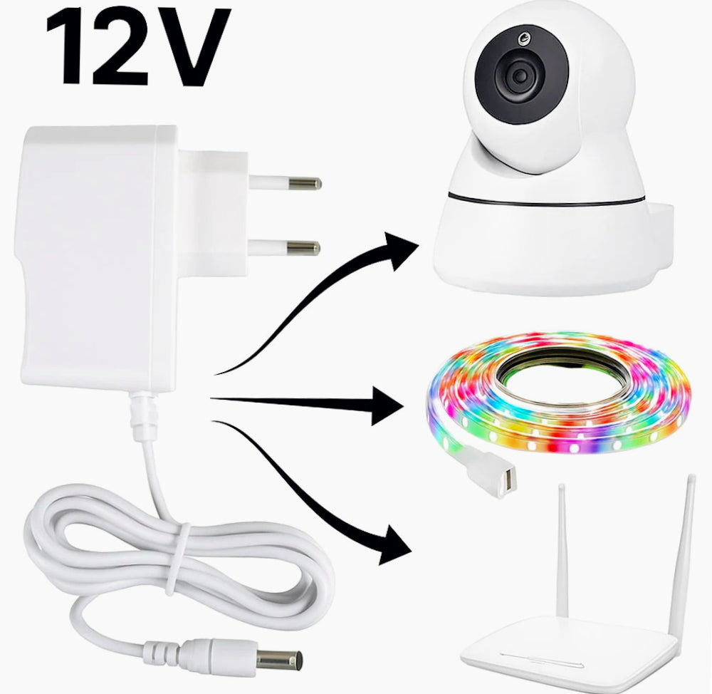 Alimentatore 12W 12V 1A – Trasformatore con spina e jack in uscita - ambraled