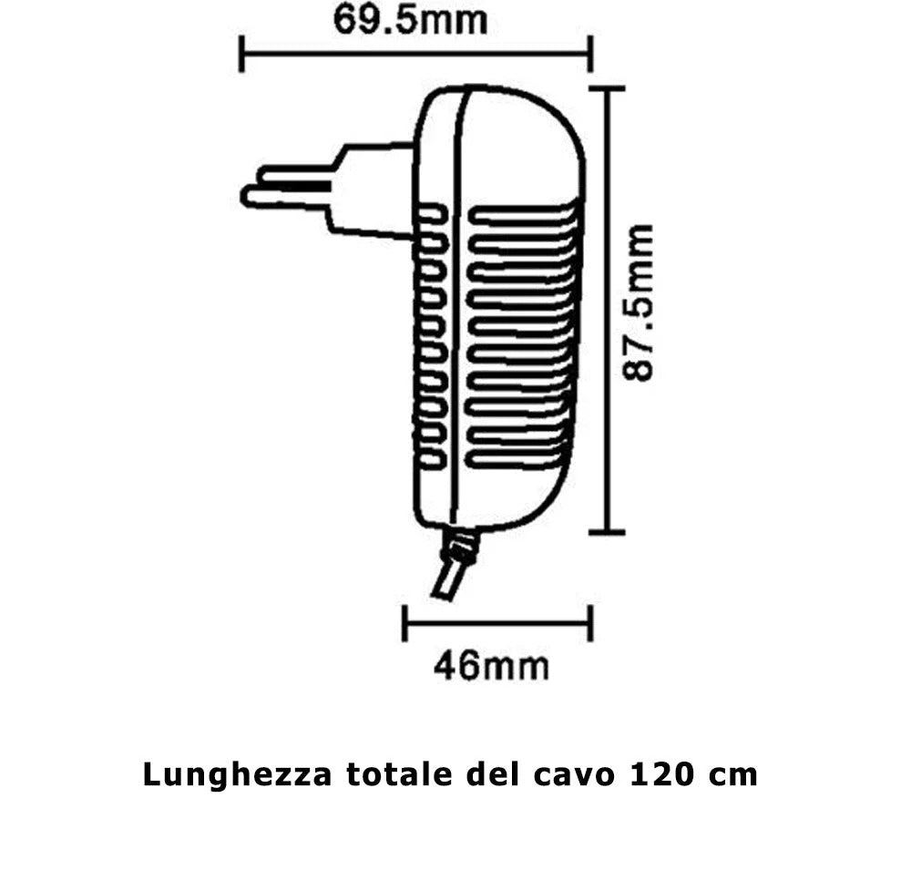 Alimentatore 24W 12V 2A – Trasformatore con spina e jack in uscita - ambraled
