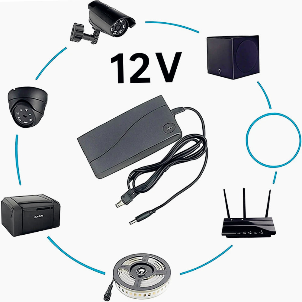 Alimentatore 60W 12V 5A – Trasformatore con spina e jack in uscita - ambraled