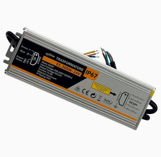 Alimentatore Stabilizzato Impermeabile 24V 12.5A 300W IP67 - 220V - ambraled