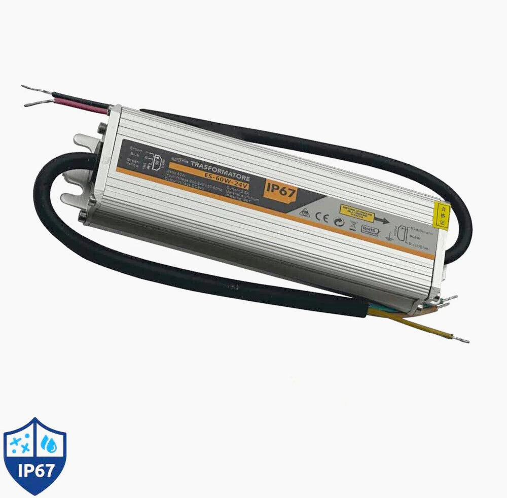Alimentatore Stabilizzato Impermeabile 24V 2.5A 60W IP67 - 220V - ambraled