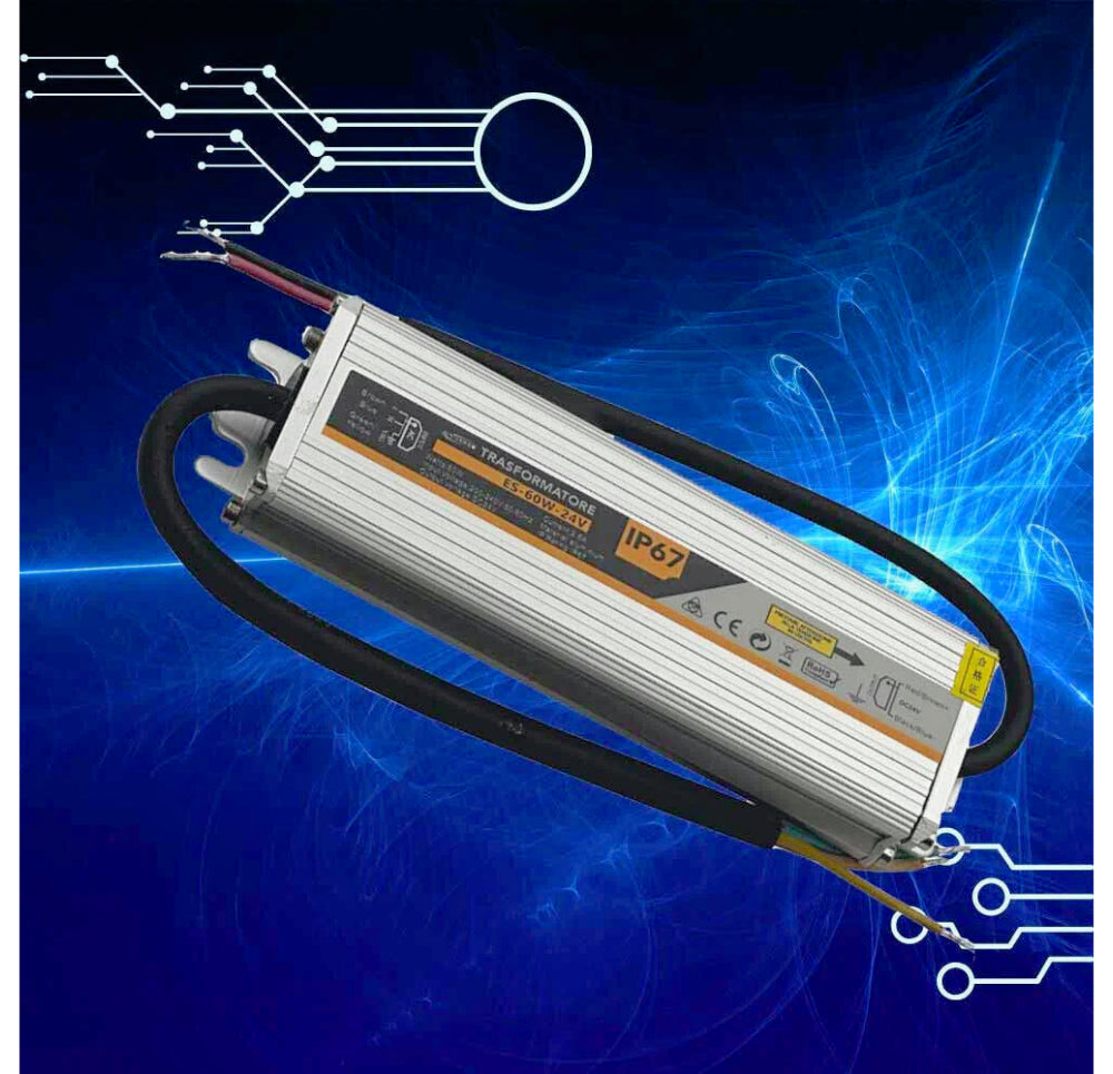Alimentatore Stabilizzato Impermeabile 24V 2.5A 60W IP67 - 220V - ambraled