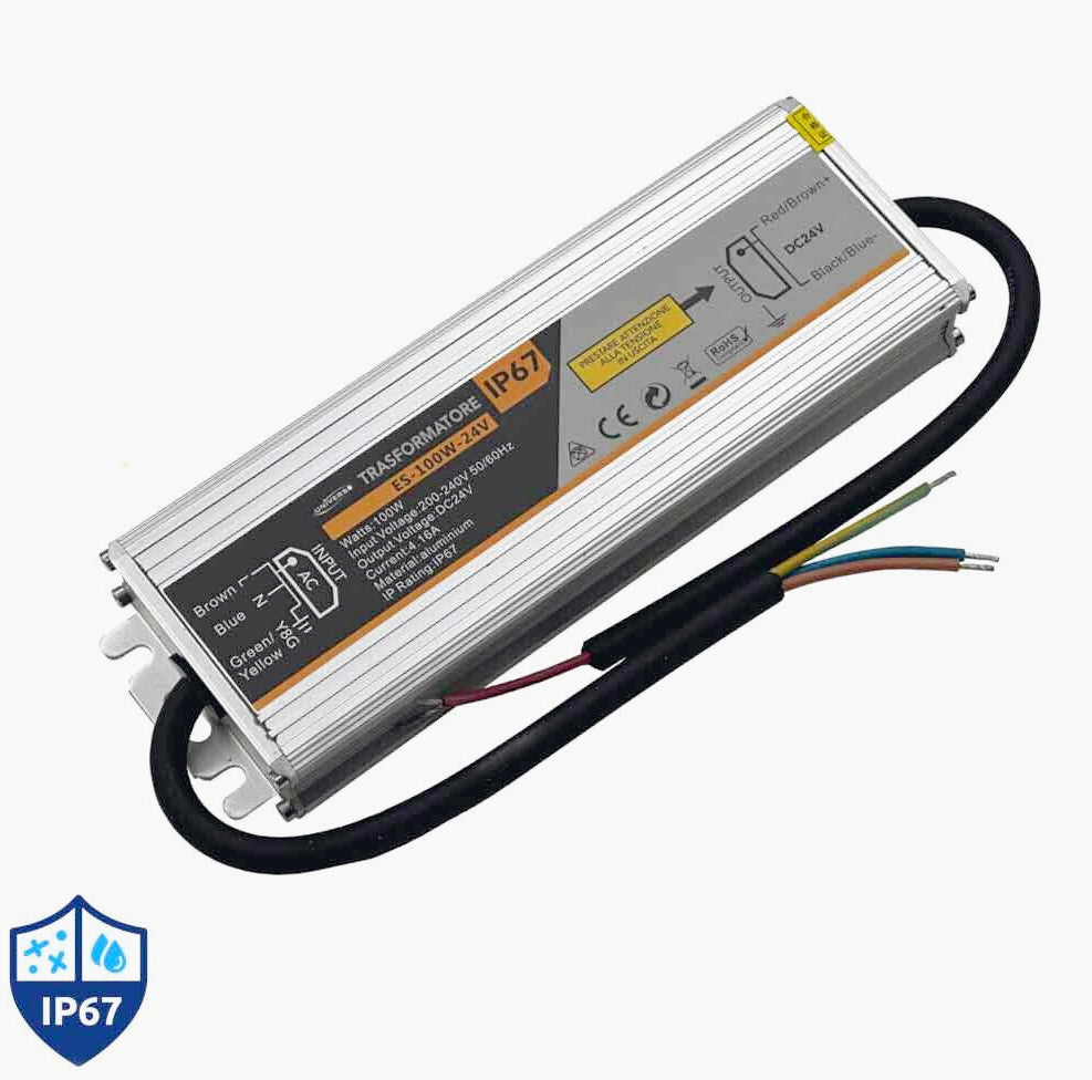 Alimentatore Stabilizzato Impermeabile 24V 4.16A 100W IP67 - 220V - ambraled