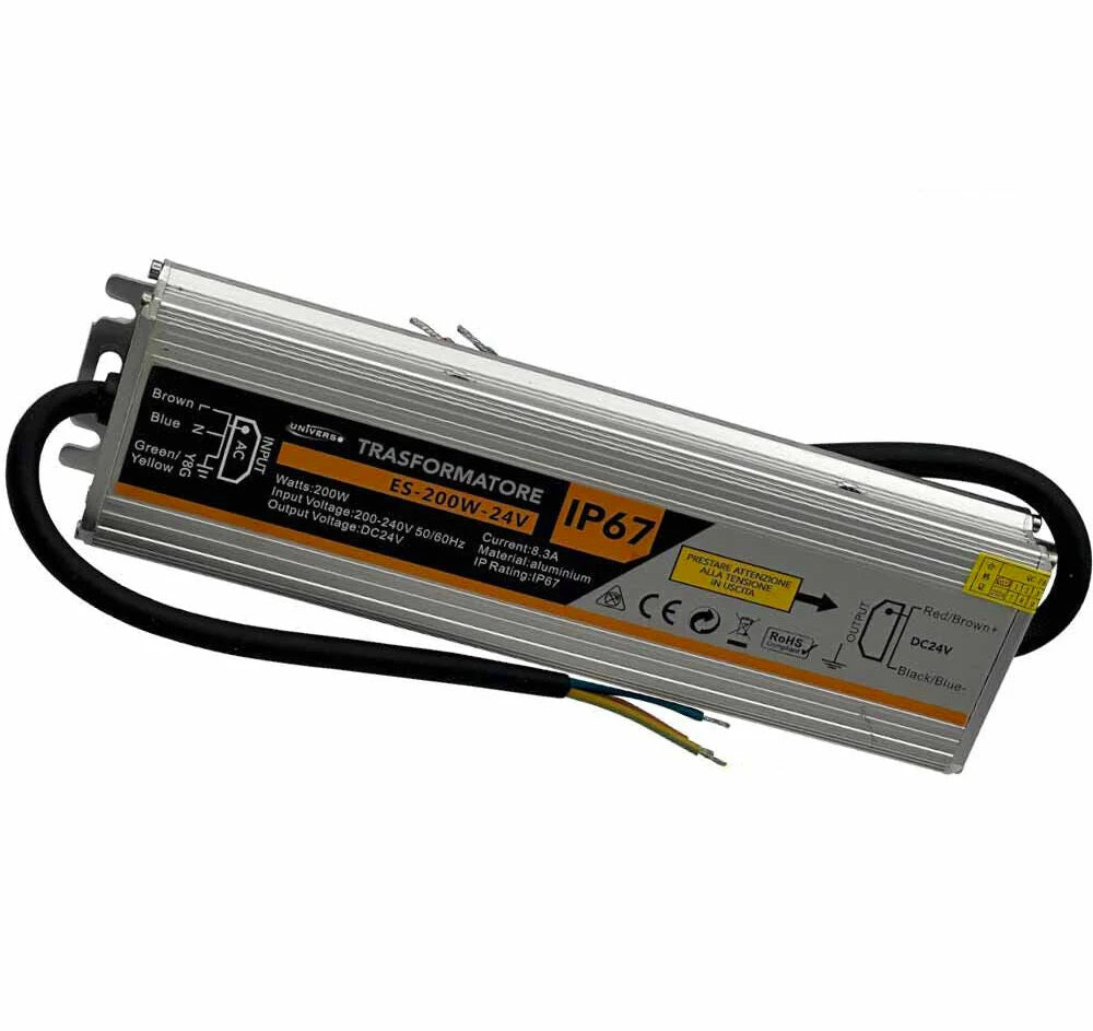 Alimentatore Stabilizzato Impermeabile 24V 8.3A 200W IP67 - 220V - ambraled