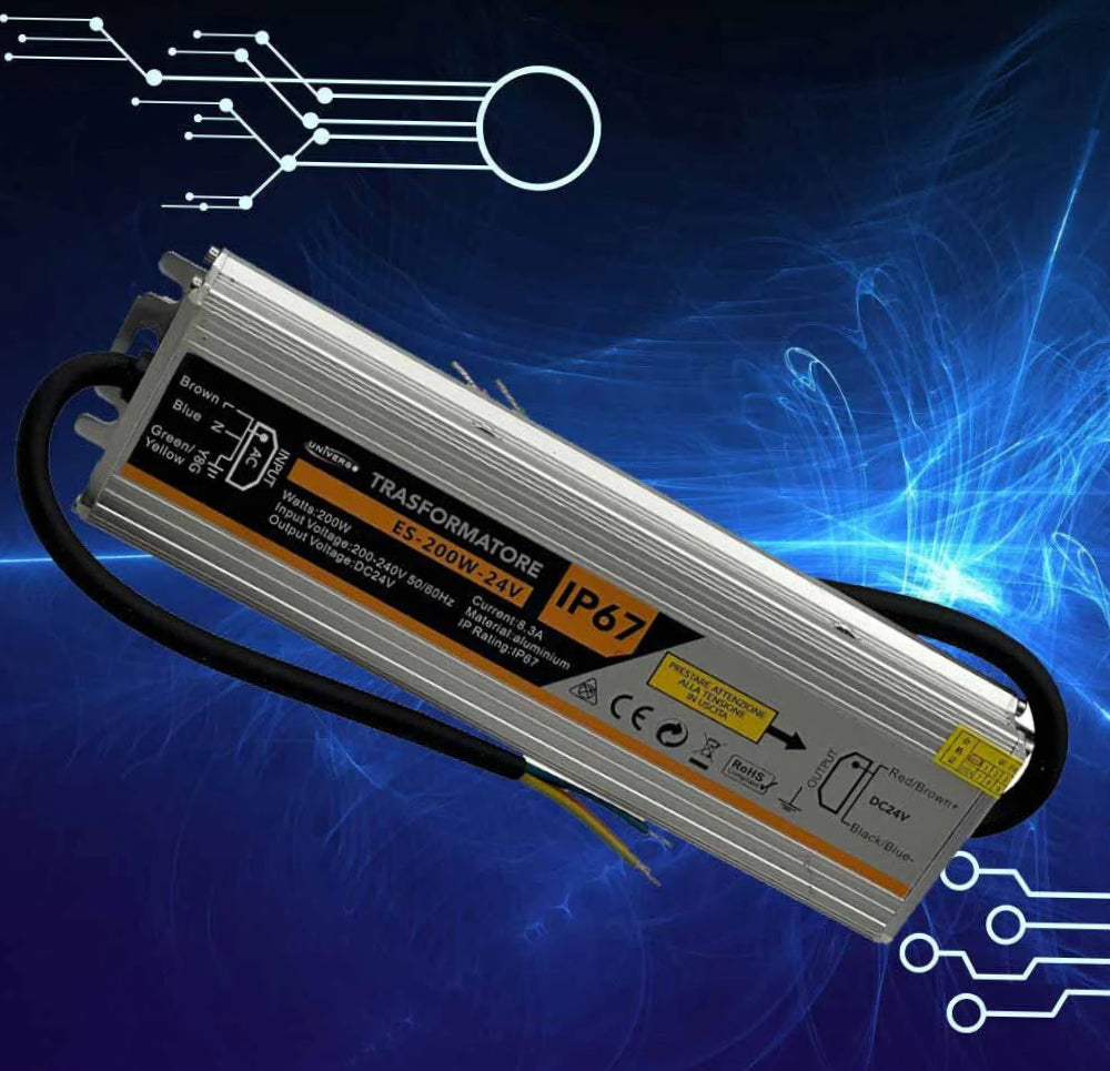 Alimentatore Stabilizzato Impermeabile 24V 8.3A 200W IP67 - 220V - ambraled