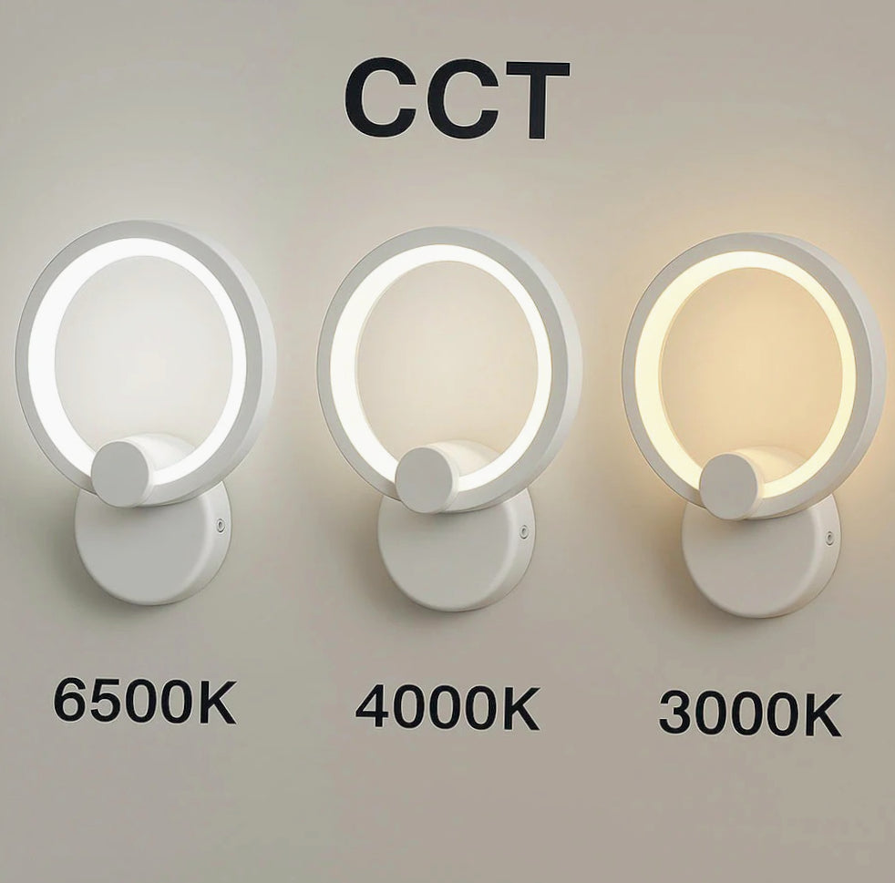 Applique led forma di cerchio 9 watt tecnologia CCT lampada da parete - ambraled