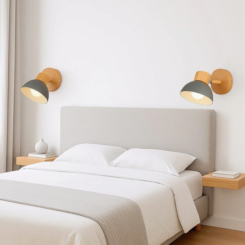 Applique orientabile in legno e metallo per parete con attacco E27 - ambraled
