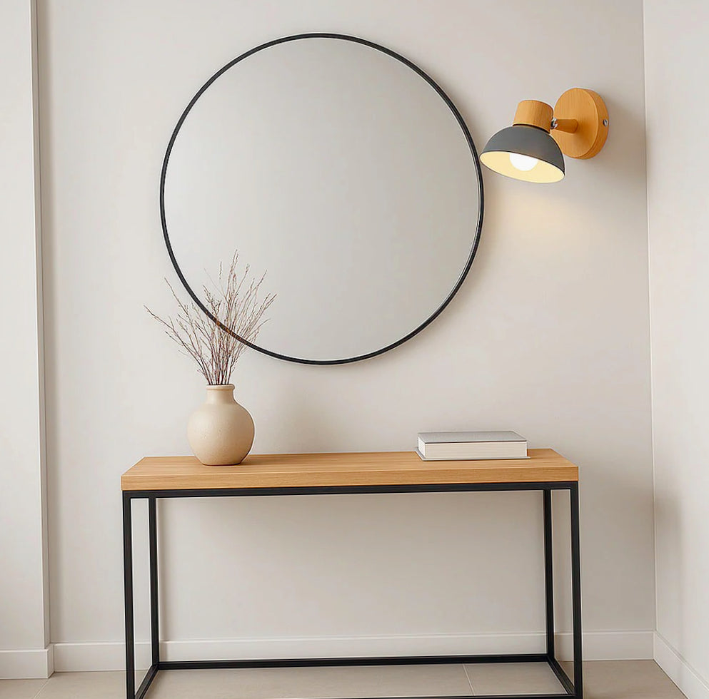 Applique orientabile in legno e metallo per parete con attacco E27 - ambraled