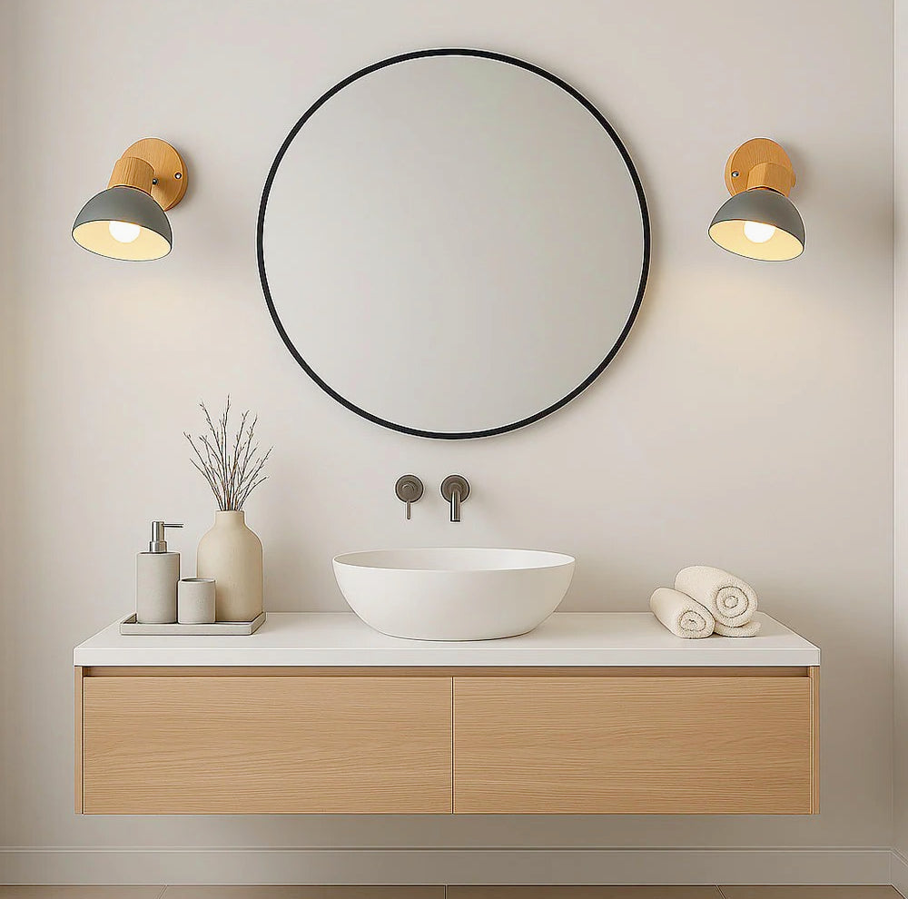 Applique orientabile in legno e metallo per parete con attacco E27 - ambraled