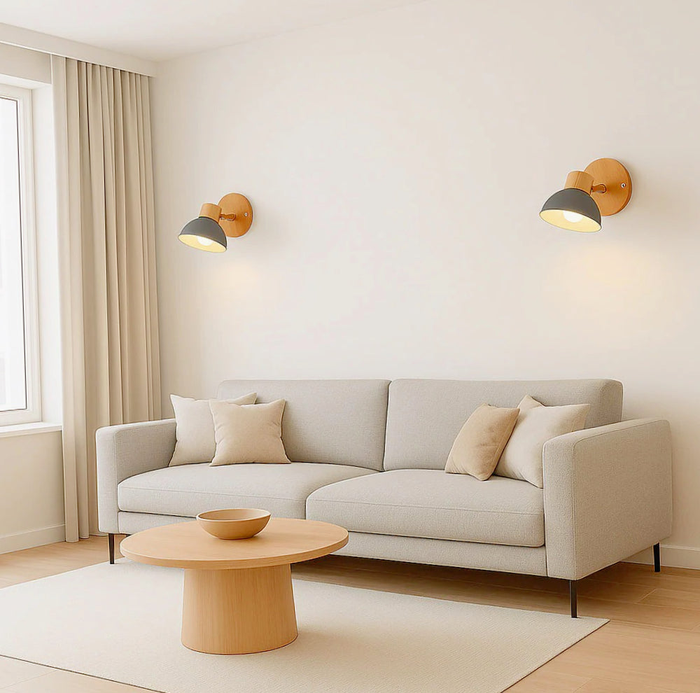 Applique orientabile in legno e metallo per parete con attacco E27 - ambraled