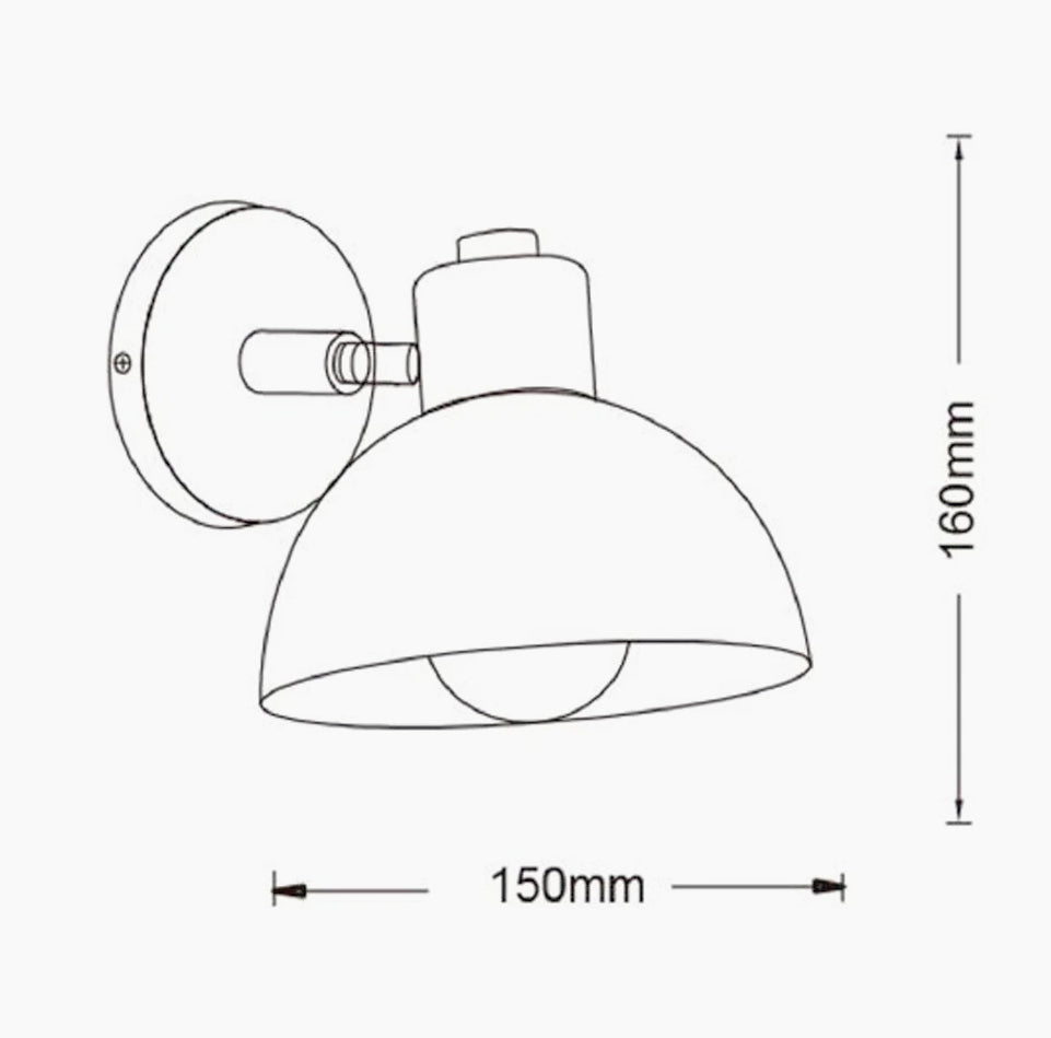 Applique orientabile in legno e metallo per parete con attacco E27 - ambraled