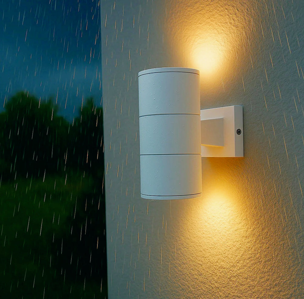 Applique esterna a parete doppia emissione – Giardino, protezione IP55, 2 portalampade GU10 - ambraled